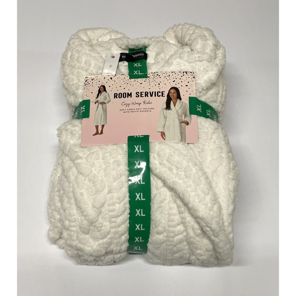 Room Service Women's Cozy Robe, Ivory, Size: XL - Picture 3 of 4